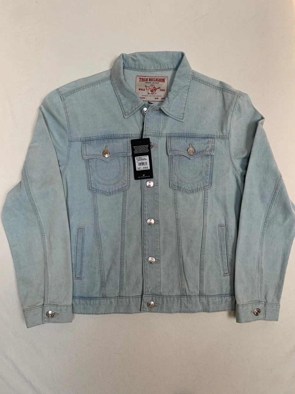 ✨HOST PICK✨ True Religion‎ Light Blue Jesse Denim Trucker Jacket Men L Y2K